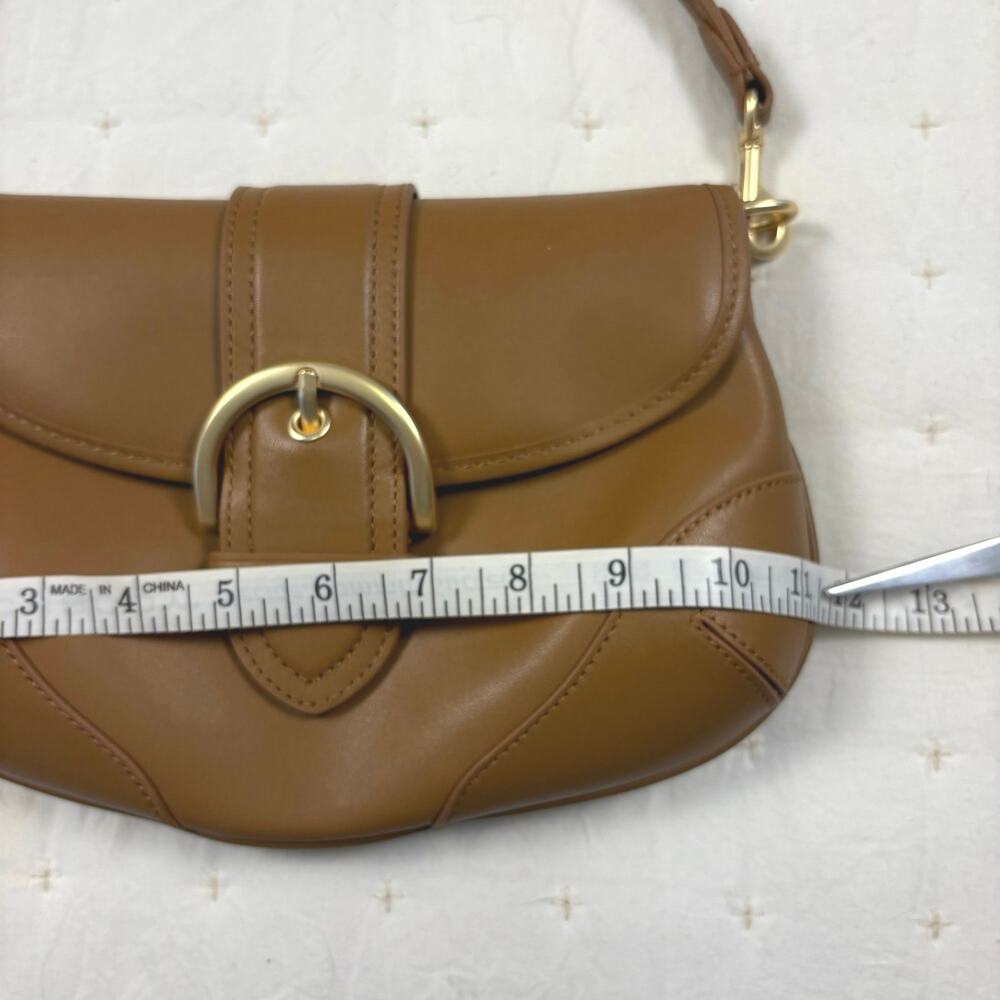 Quince Italian Leather Buckle Detail Shoulder Bag Cognac Brown Minimalist NWT - Picture 9 of 12